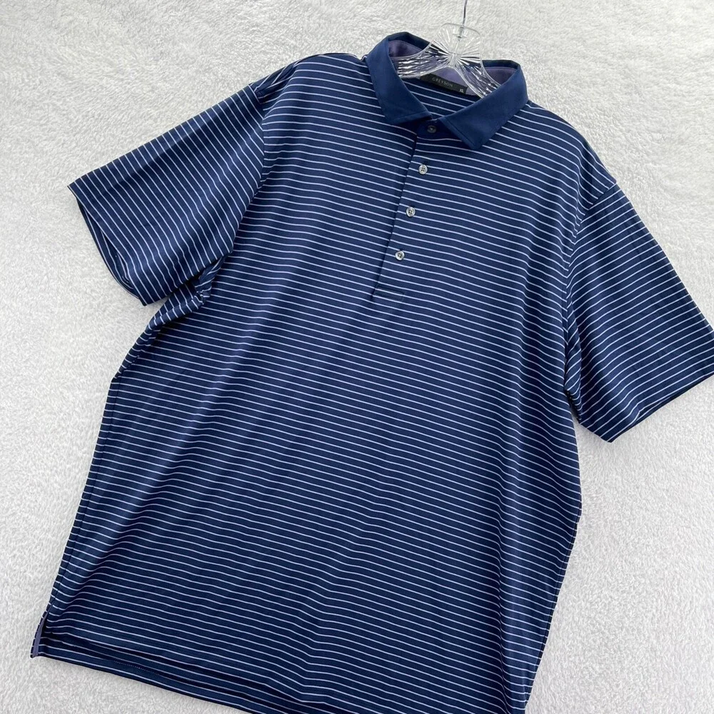 Greyson Polo Shirt Mens XL Relaxed Blue Golf Purple Striped Collared Top *C21* - Picture 2 of 15